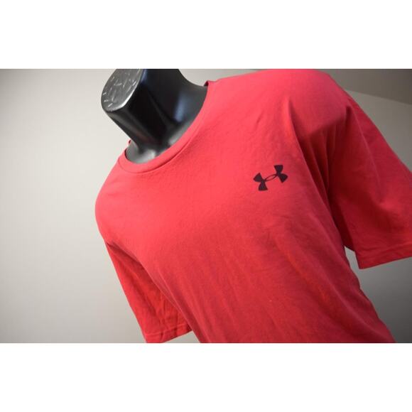 Under Armour Gym Shirt HeatGear Loose Red Short Sleeve Athletic Mens Size 2XL - Picture 1 of 7